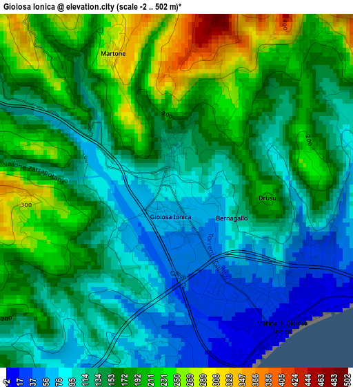 Gioiosa Ionica elevation map