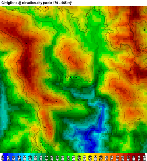Gimigliano elevation map