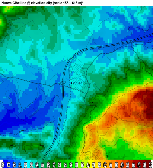 Nuova Gibellina elevation map