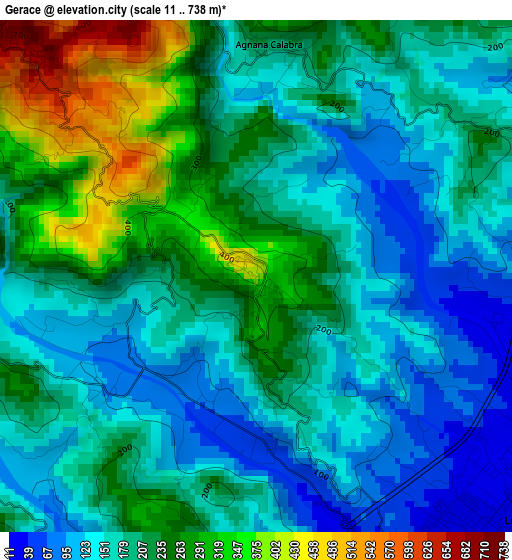 Gerace elevation map