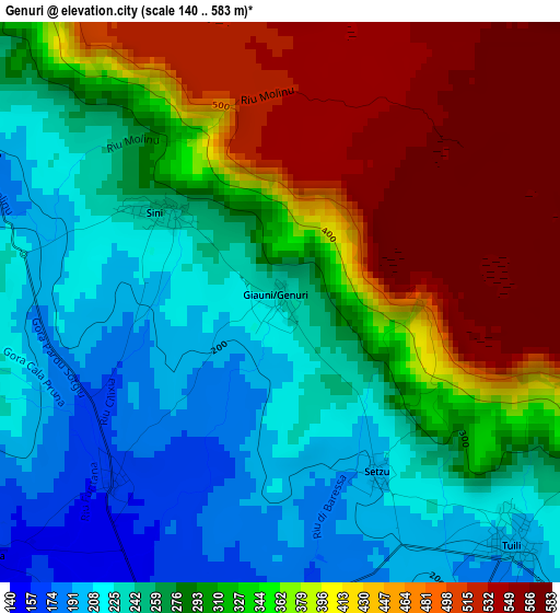 Genuri elevation map