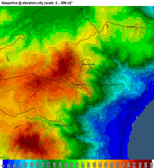 Gasperina elevation map