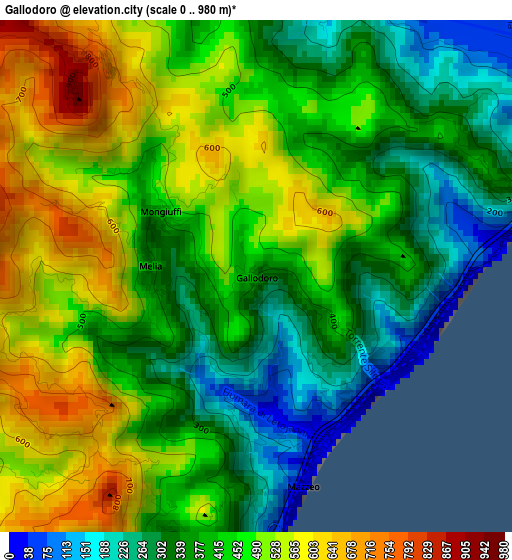 Gallodoro elevation map