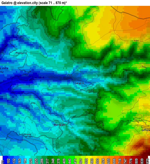 Galatro elevation map