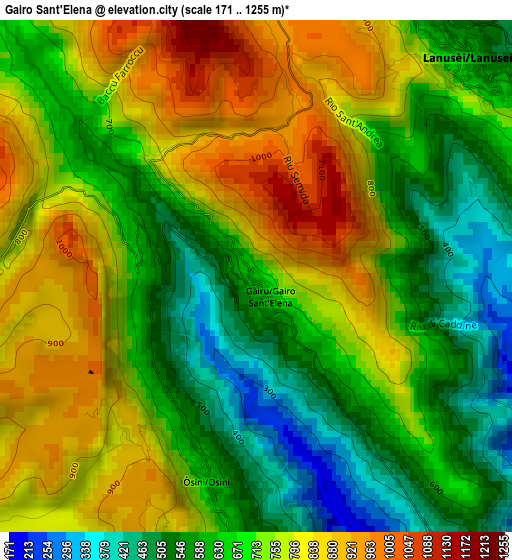 Gairo Sant'Elena elevation map