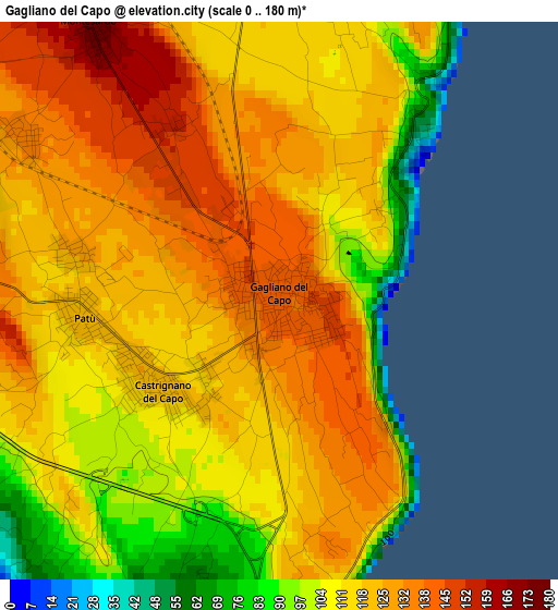 Gagliano del Capo elevation map