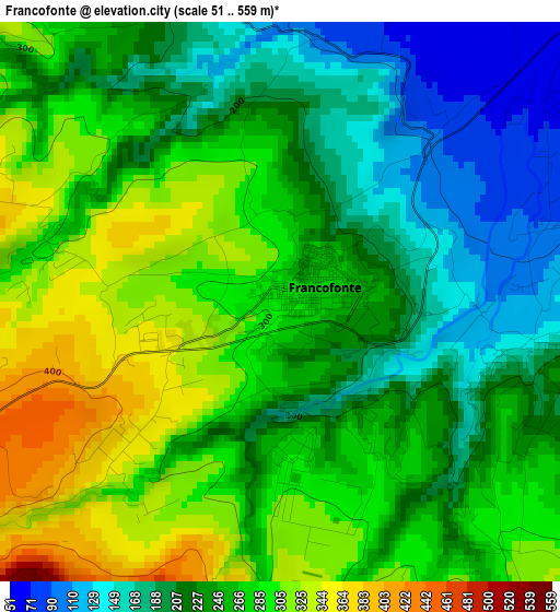 Francofonte elevation map