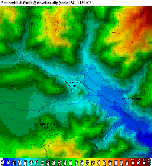 Francavilla di Sicilia elevation map