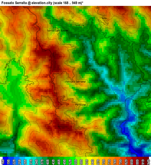 Fossato Serralta elevation map
