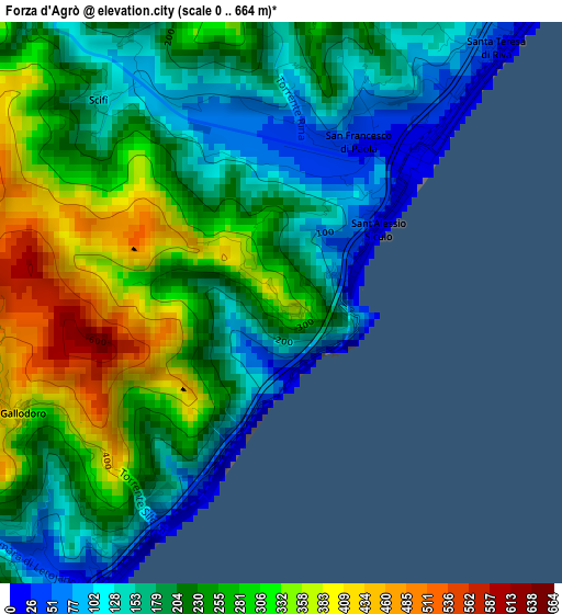 Forza d'Agrò elevation map