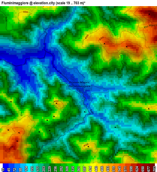 Fluminimaggiore elevation map