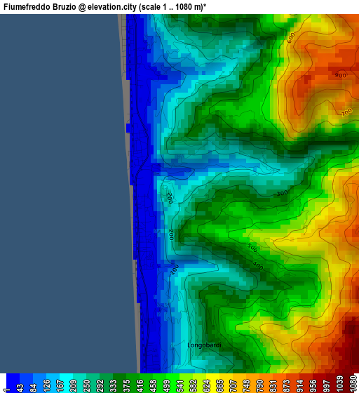 Fiumefreddo Bruzio elevation map