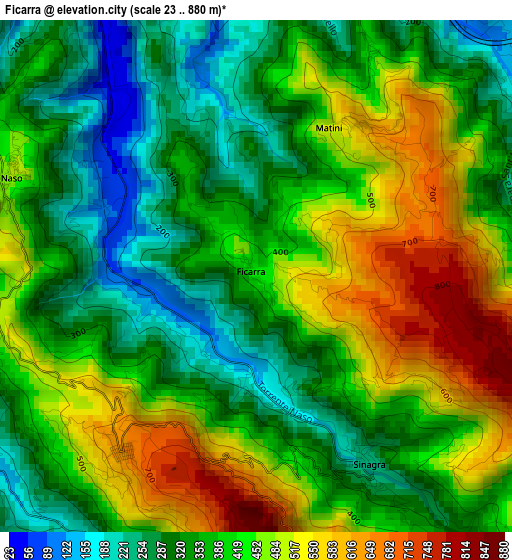 Ficarra elevation map