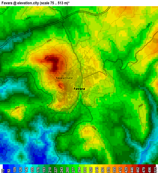 Favara elevation map