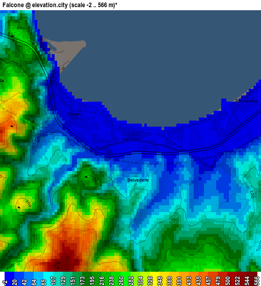 Falcone elevation map