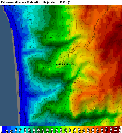 Falconara Albanese elevation map