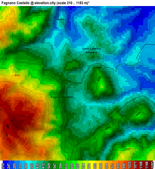 Fagnano Castello elevation map