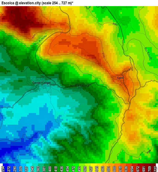 Escolca elevation map