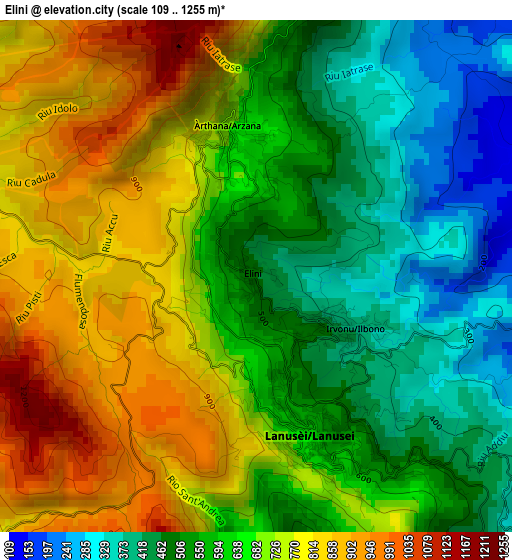 Elini elevation map