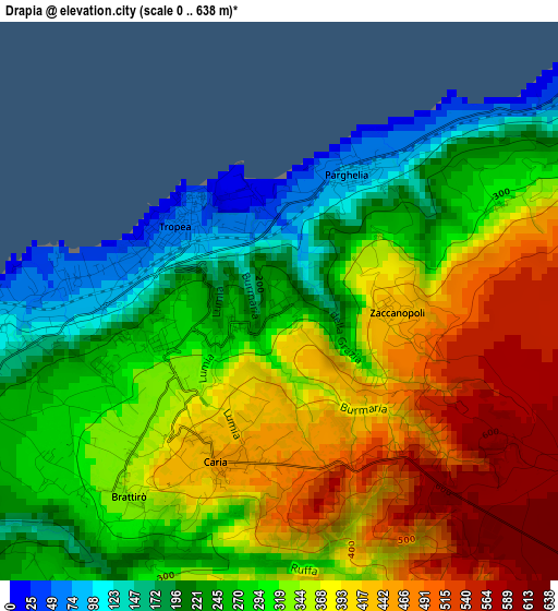 Drapia elevation map