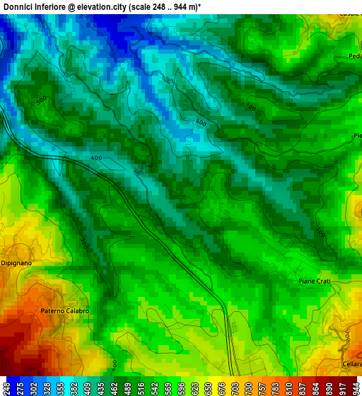 Donnici Inferiore elevation map
