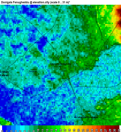 Donigala Fenugheddu elevation map