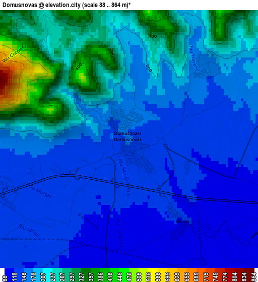 Domusnovas elevation map