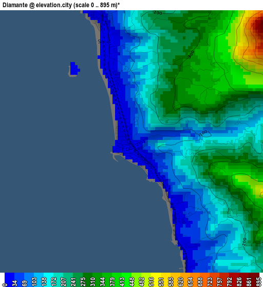 Diamante elevation map