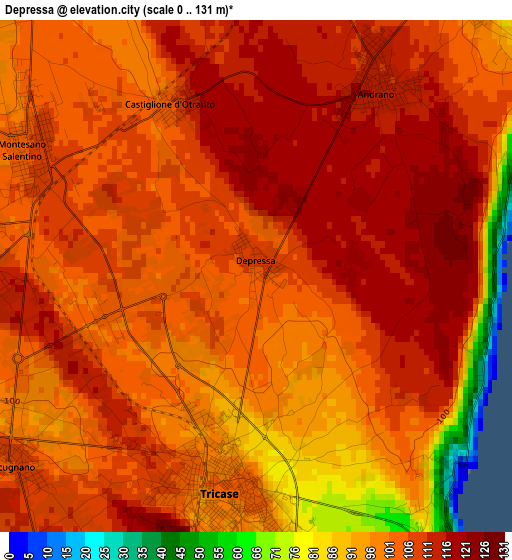 Depressa elevation map