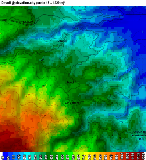 Davoli elevation map