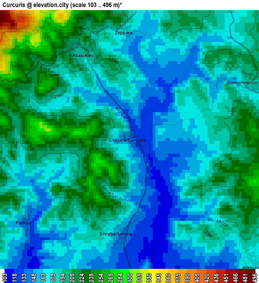 Curcuris elevation map