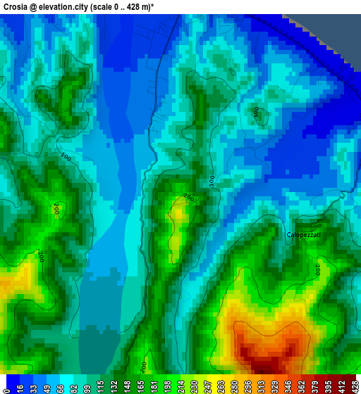 Crosia elevation map