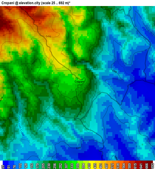 Cropani elevation map