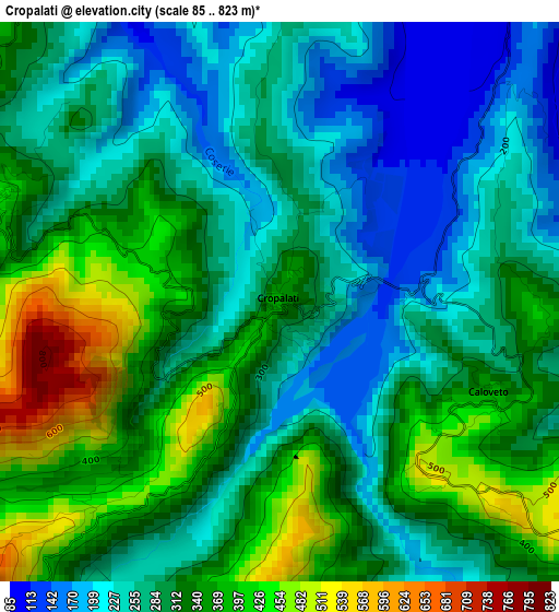 Cropalati elevation map