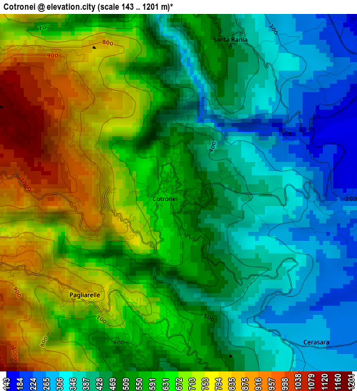 Cotronei elevation map
