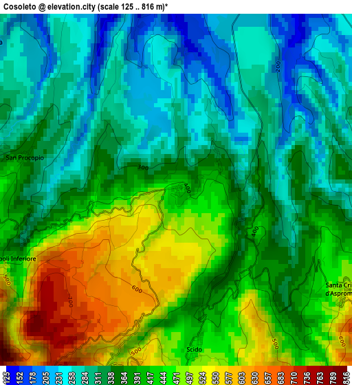 Cosoleto elevation map