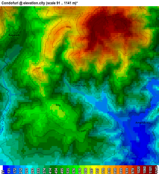 Condofuri elevation map