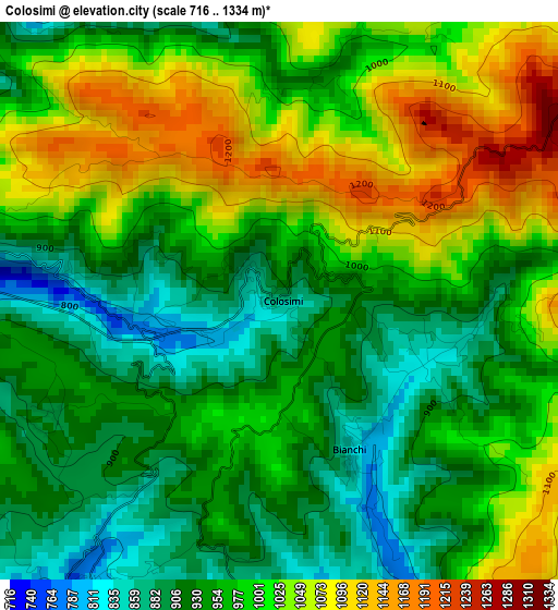 Colosimi elevation map