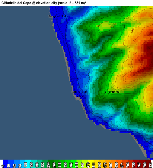 Cittadella del Capo elevation map