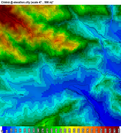 Ciminà elevation map