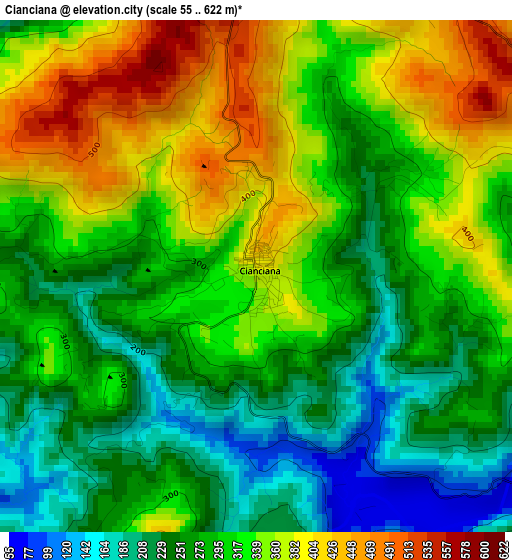 Cianciana elevation map