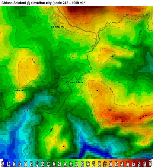 Chiusa Sclafani elevation map