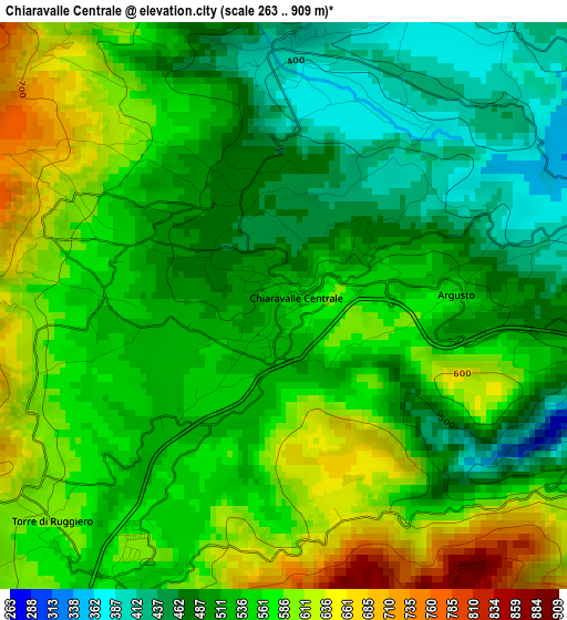 Chiaravalle Centrale elevation map