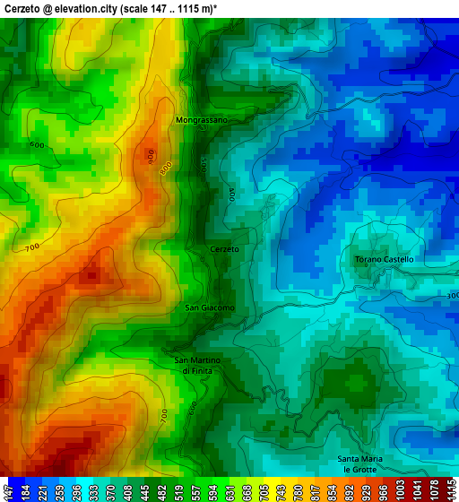 Cerzeto elevation map