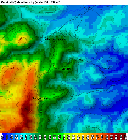 Cervicati elevation map