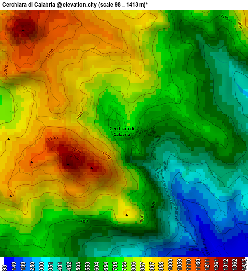 Cerchiara di Calabria elevation map