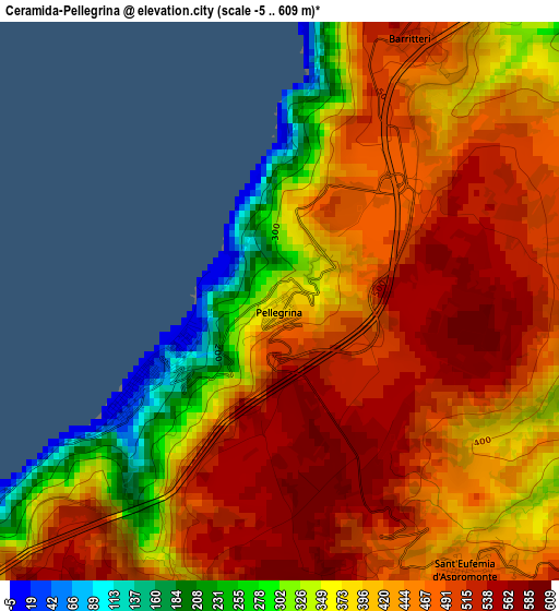 Ceramida-Pellegrina elevation map