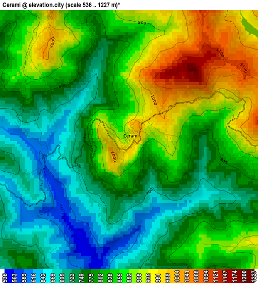 Cerami elevation map