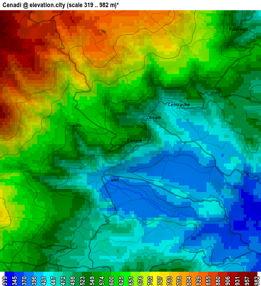 Cenadi elevation map