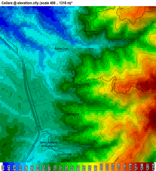 Cellara elevation map